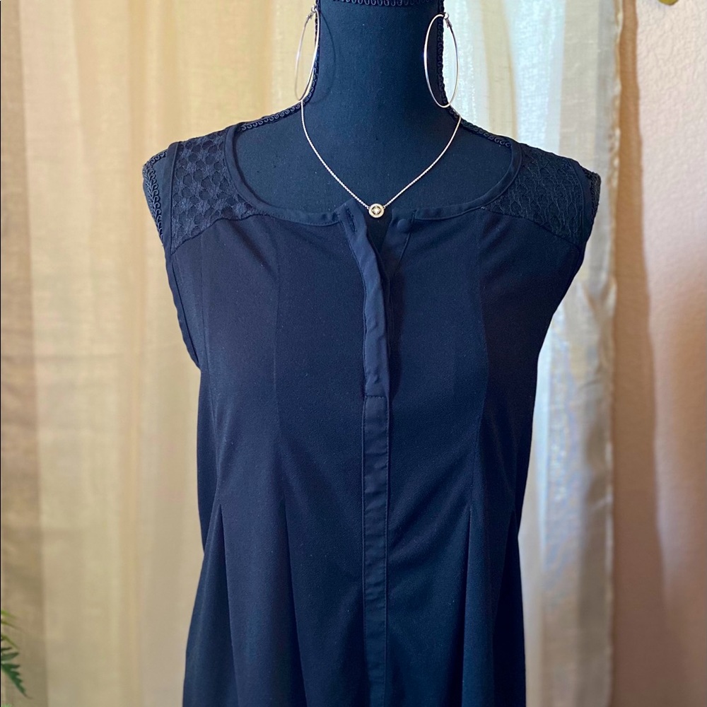 Black Blouse with Lace Detail